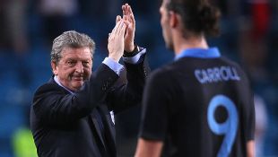 Roy Hodgson applauds the fans after England win in Norway
